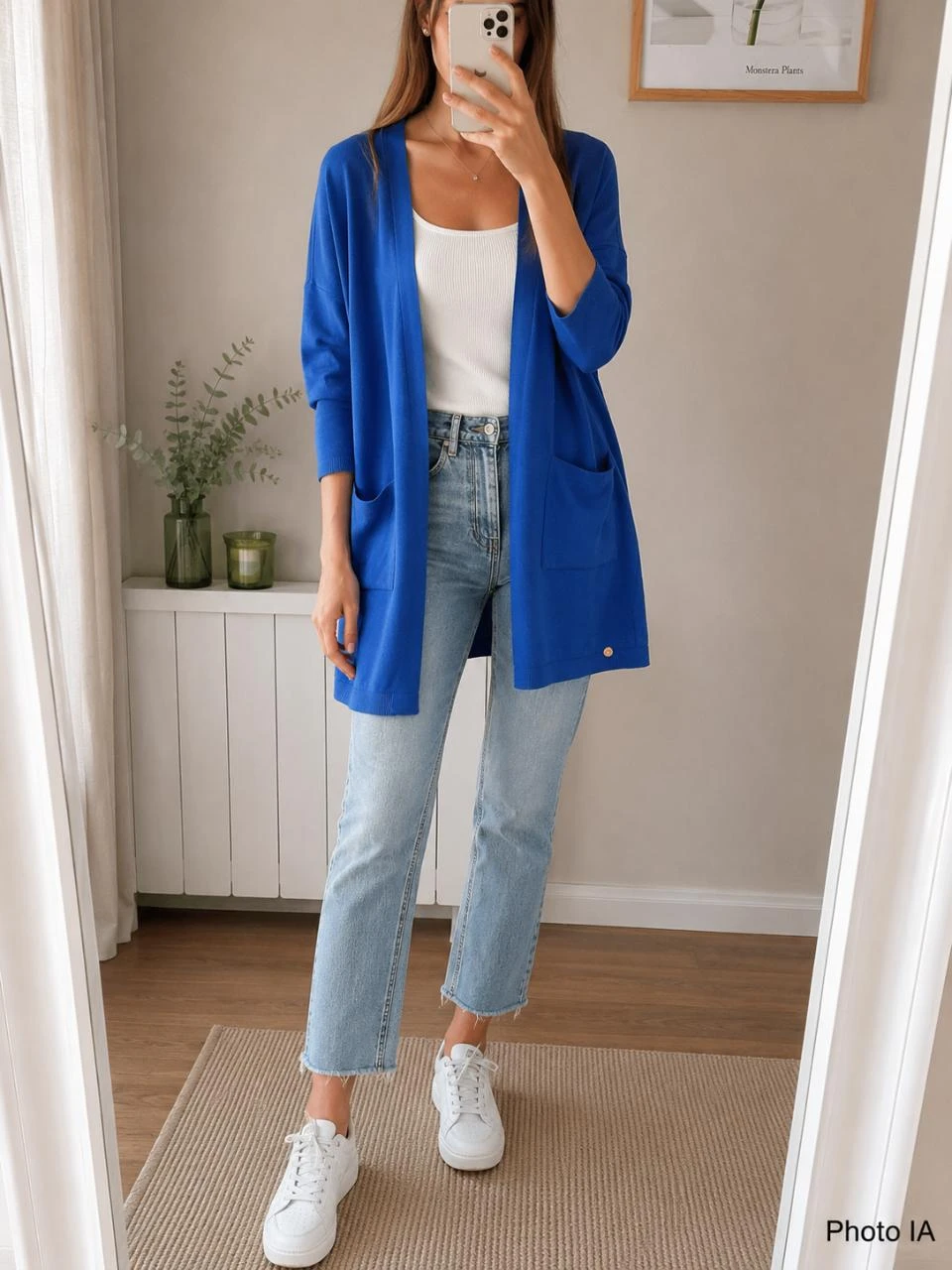 Gilet long 100% lin Des Petits Hauts bleu cobalt • Taille 2 (40-42) • Neuf – photo 2